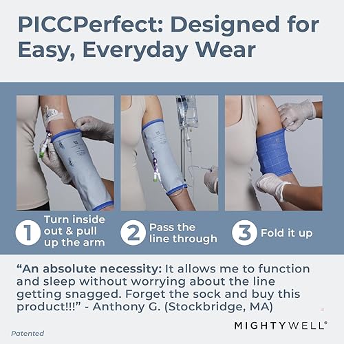 Miniatura 6 de Mighty Well PICCPerfect PICC Line Cover cubierta de brazo de línea PICC de doble capa suave al tacto  Negro sólido, mediano