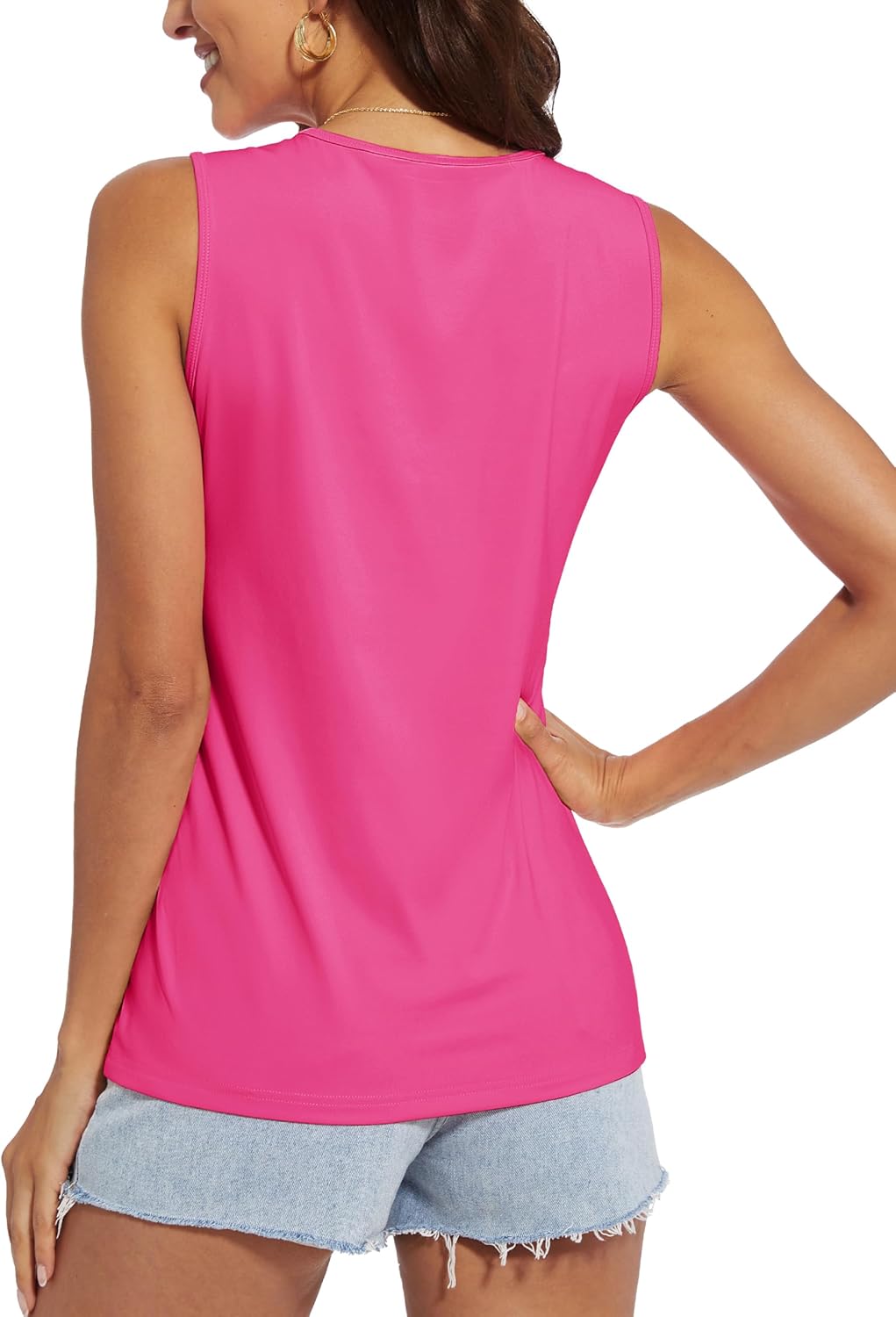 MAGCOMSEN Women's Workout Tank Top Athletic Muscle Sleeveless Crew Neck Shirt UPF 80+ Moisture Wicking Gym Running - Image 2