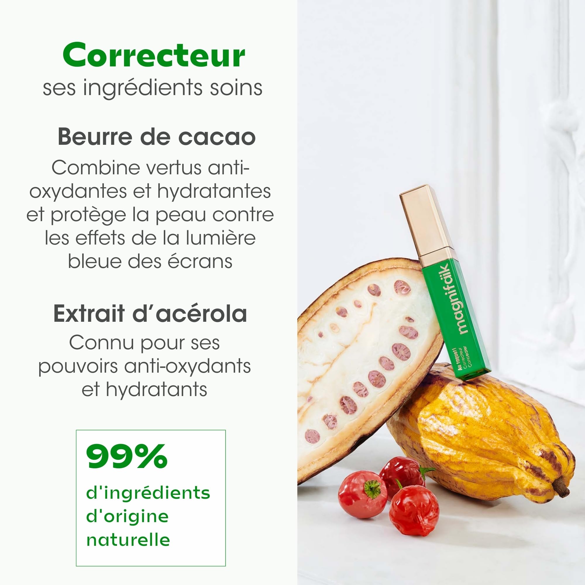 Magnifaïk - Correcteur - Masque Cernes, Rougeurs et Imperfections - Haute Couvrance - Peau medium claire, sous ton beige rosé - 99,5% ingrédients d'origine naturelle - 6,5 ml (20BR, Normal)