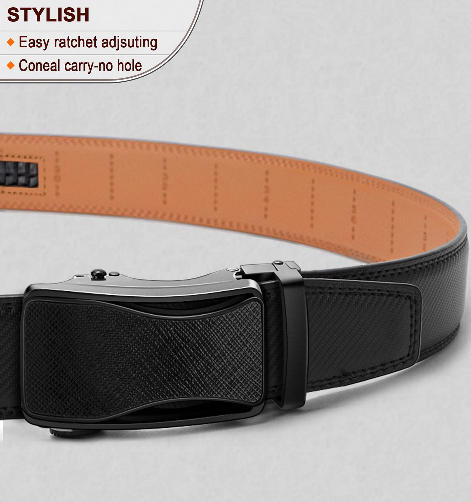 KEMISANT Cintura Uomo, Cintura Pelle Uomo Cricchetto Automatica Fibbia 35mm,Trim Regolabile per Adattars