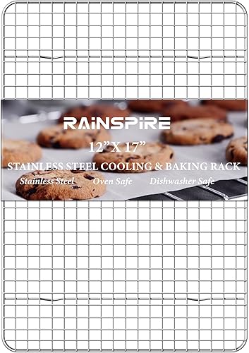 Miniatura 9 de Rainspire Rejilla de enfriamiento de acero inoxidable, estantes de enfriamiento resistentes para cocinar y hornear, estante de alambre apto