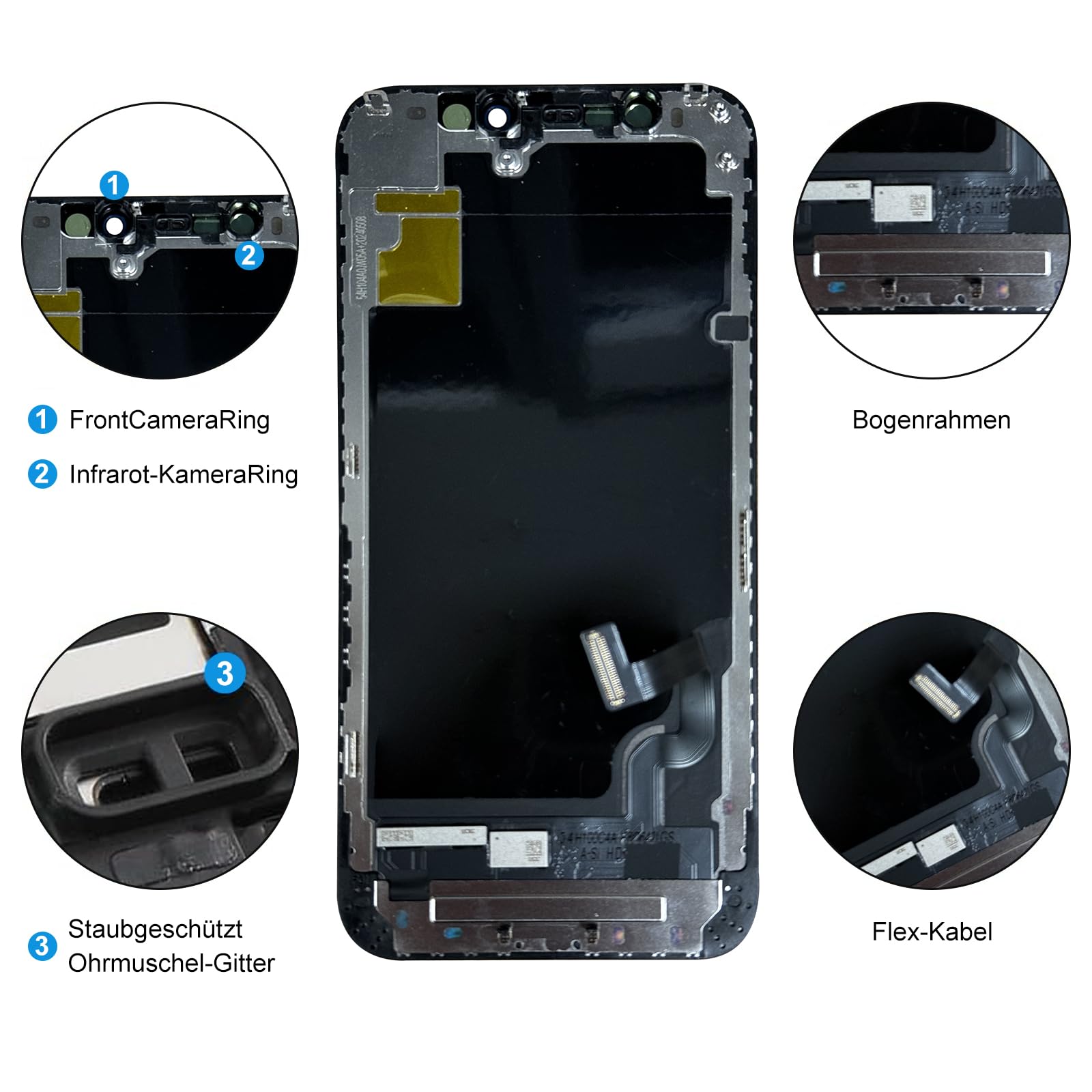 DIGI4U Pantalla de repuesto para iPhone 12 Mini Display 5,4 pulgadas Truetone Face ID LCD Pantalla para iPhone 12 Mini Display Reemplazo Digitizer Kits de reparación