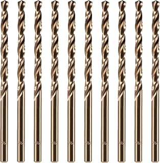 amoolo 9/64" inch Cobalt Drill Bits(10Pcs), M35 HSS Metal Jobber Length Twist Drill Bit Set for Hard Metal, Stainless Steel