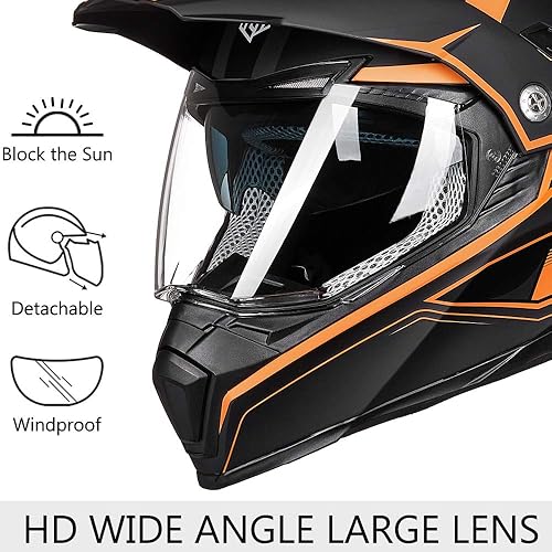 Miniatura 4 de ILM Off Road Motorcycle Dual Sport Helmet Full Face Sun Visor Dirt Bike ATV Motocross Casco DOT Certified Model 606V