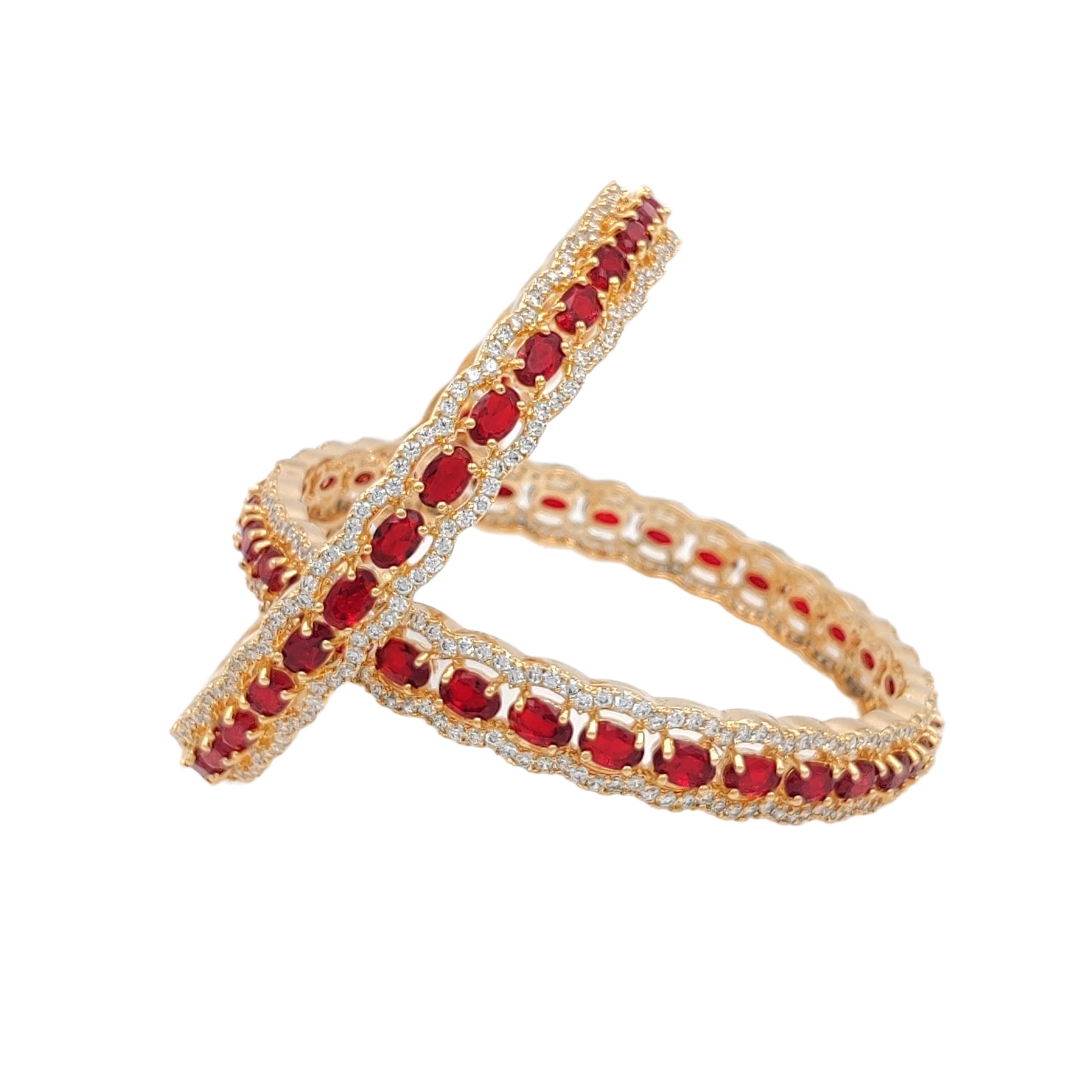 The Pink Lotus | Beautiful Ruby Bangles 18K Gold Plated | Studded with AAA+ Quality Swiss Cubic Zirconia | Bangles for Women (2.4) (B0BM3BFN1R) Amazon Price History, Amazon Price Tracker
