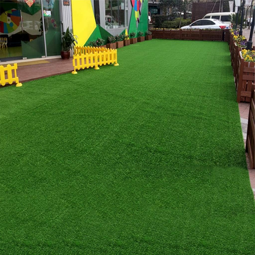 Artificial Grass 10mm Pile High Green Grass Carpet Mat Artificial Grass Kindergarten Green Outdoor Courtyard Decoration (2x9m)