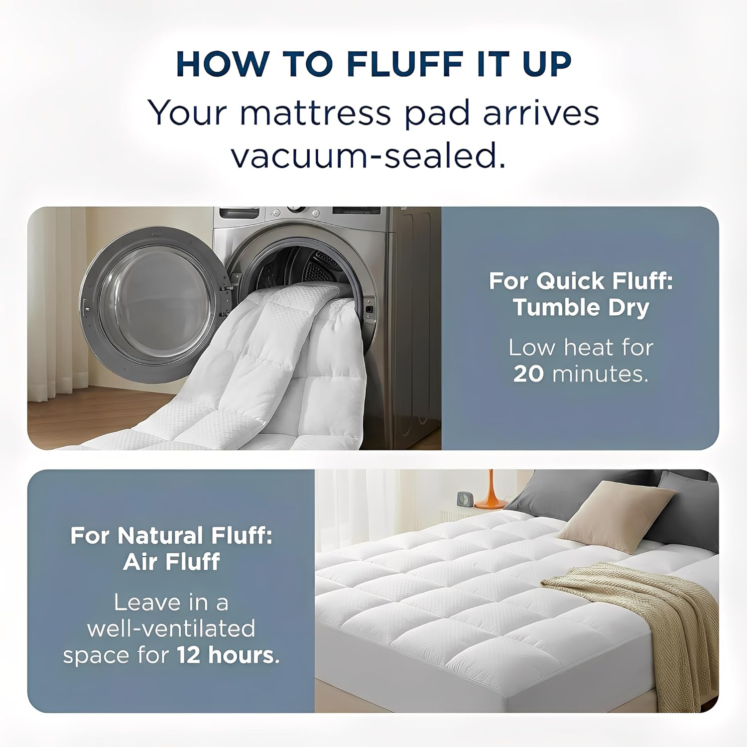 Queen Size Quilted Fitted Mattress Pad with Deep Pocket 8-21" - Cooling Breathable Pillow Top Mattress Topper & Protector, Machine Washable, White, 60x80 Inches