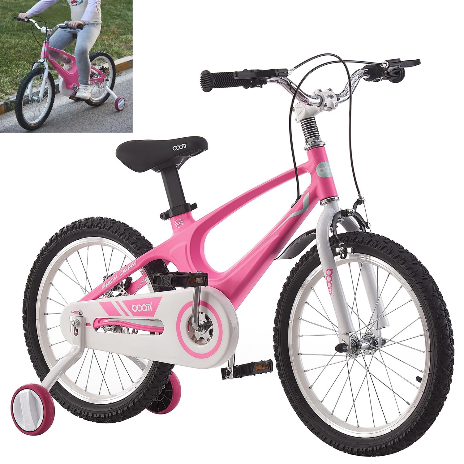 LSLIFE Kids Bike for Girls 16 Inch Kids Bicycle for 4-7 Years Old Girls Magnesium Alloy Bicycle with Stabilizers Disc Brake (Pink, 16 Inch)