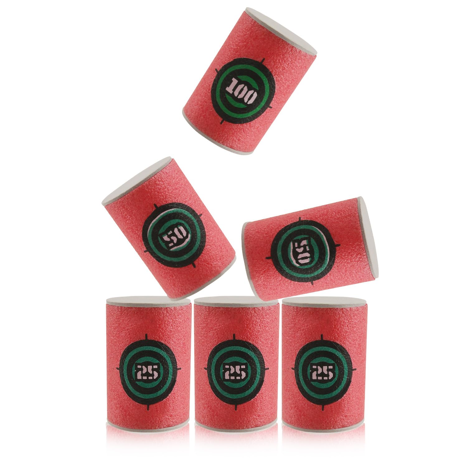 WALWAL6Pcs Soft Bullet Target, Bullet Dart Target - Foam Shooting Game, Compatible for NERF N-Strike Blasters Guns(Red)