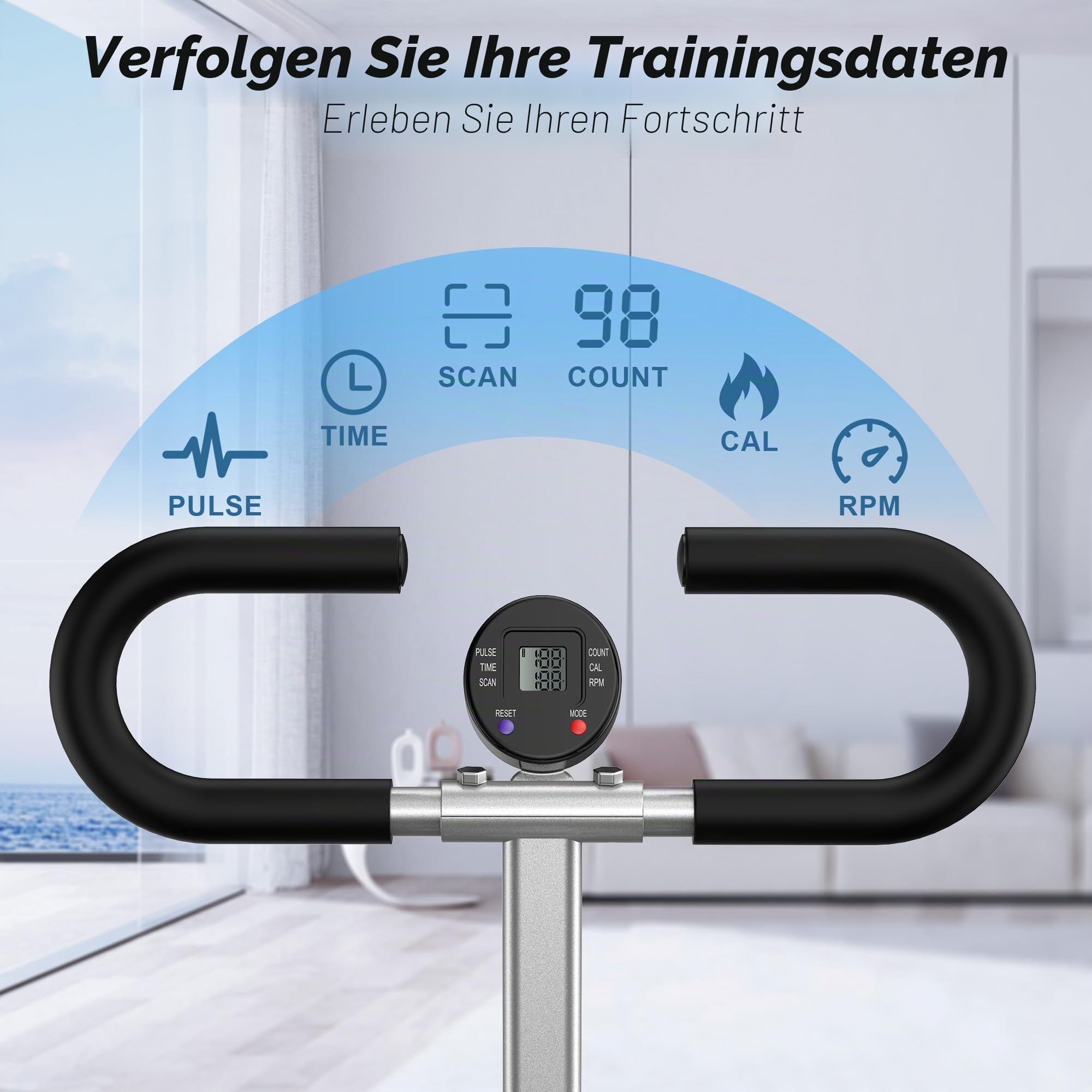 FLYBIRD Kniebeugenmaschine, Ruderfahrrad für Gesäß, Kern,Beine & Ausdauertraining,4 verstellbare Widerstandsstufen, klappbar&einfach aufgebaut,Ganzkörpertraining Heimtrainer,Belastbarkeit 158 kg,Grau