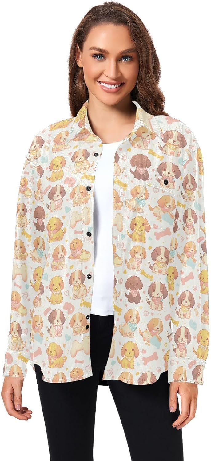 Dachshund Dreams of A Bone Women's Men's Regular Fit Rugby Shirts Dating Long Sleeve Business Work Tops