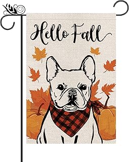 Hello Fall Garden Flag French Bulldog Dog Pumpkins Double Sided Vertical Seasonal Autumn Outdoor Yard Lawn Decorations 12.5 x 18 Inch - Buy now