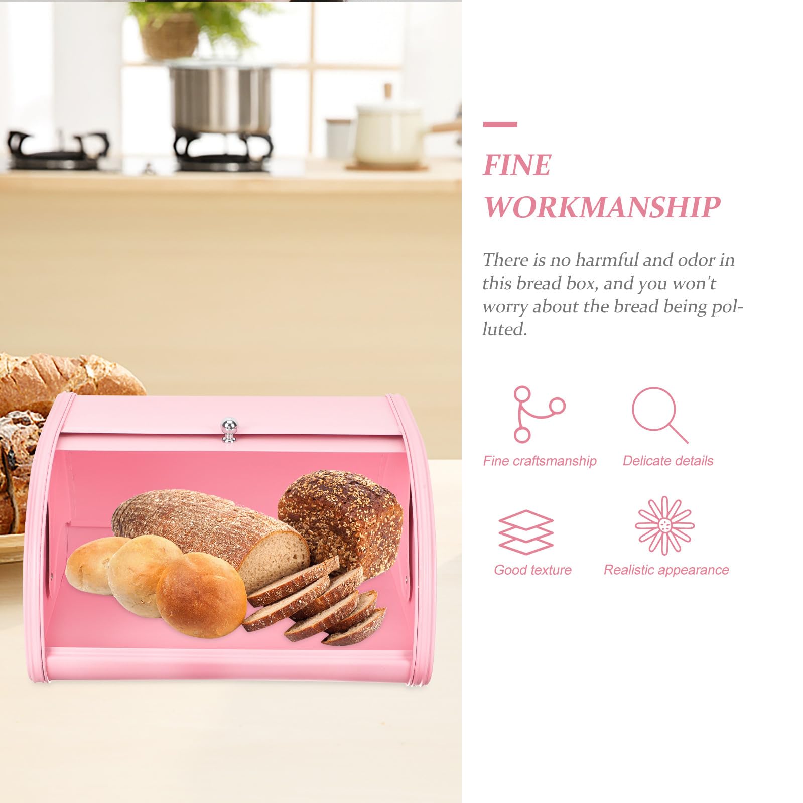 PACKOVE Kleiner Aufbewahrungsbox aus Edelstahl mit Abgerundeten Glatten Kanten Wiederverwendbare Toastertasche in Rosa für Stilvolle Küchenorganisation