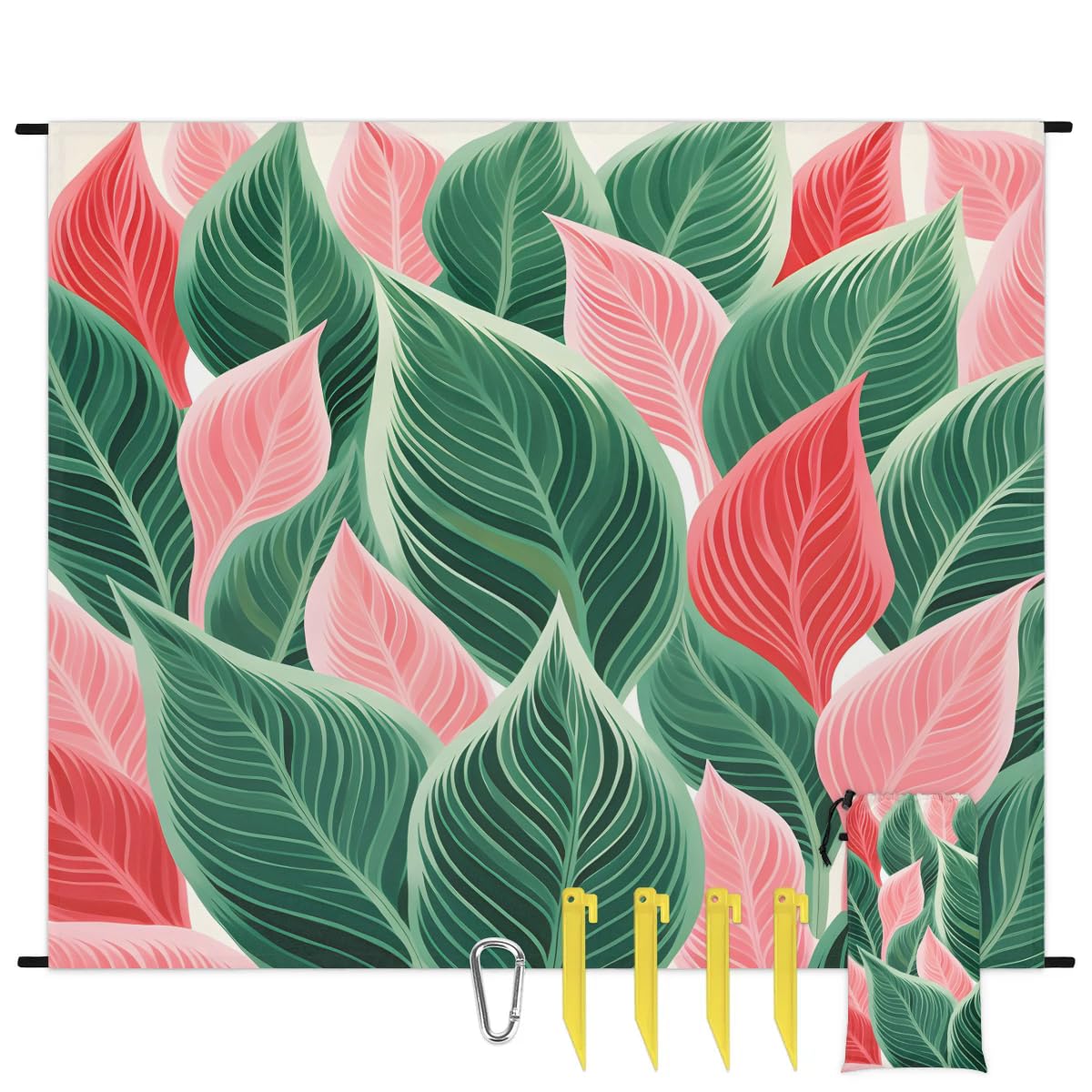 Eativisa Tropical Plant Leaf Lightweight Beach Blanket Waterproof Sandproof 59