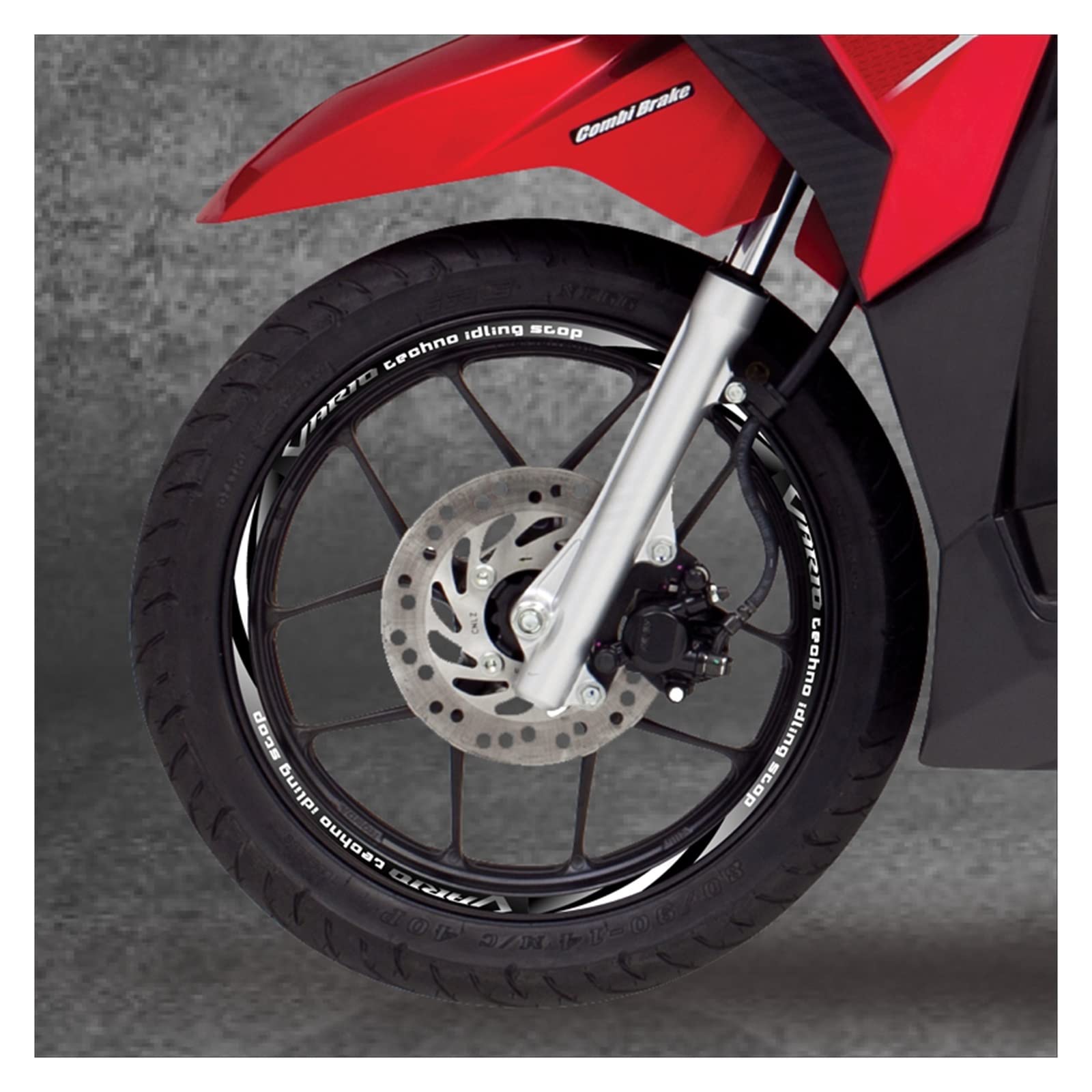 Reflektierende Felgenrandaufkleber Motorrad 1 Satz 14 Zoll Reflektierende Motorrad Zubehör Radstreifen Aufkleber Felgennaben Aufkleber Für Vario 160/125/150 Moto(Schwarz)
