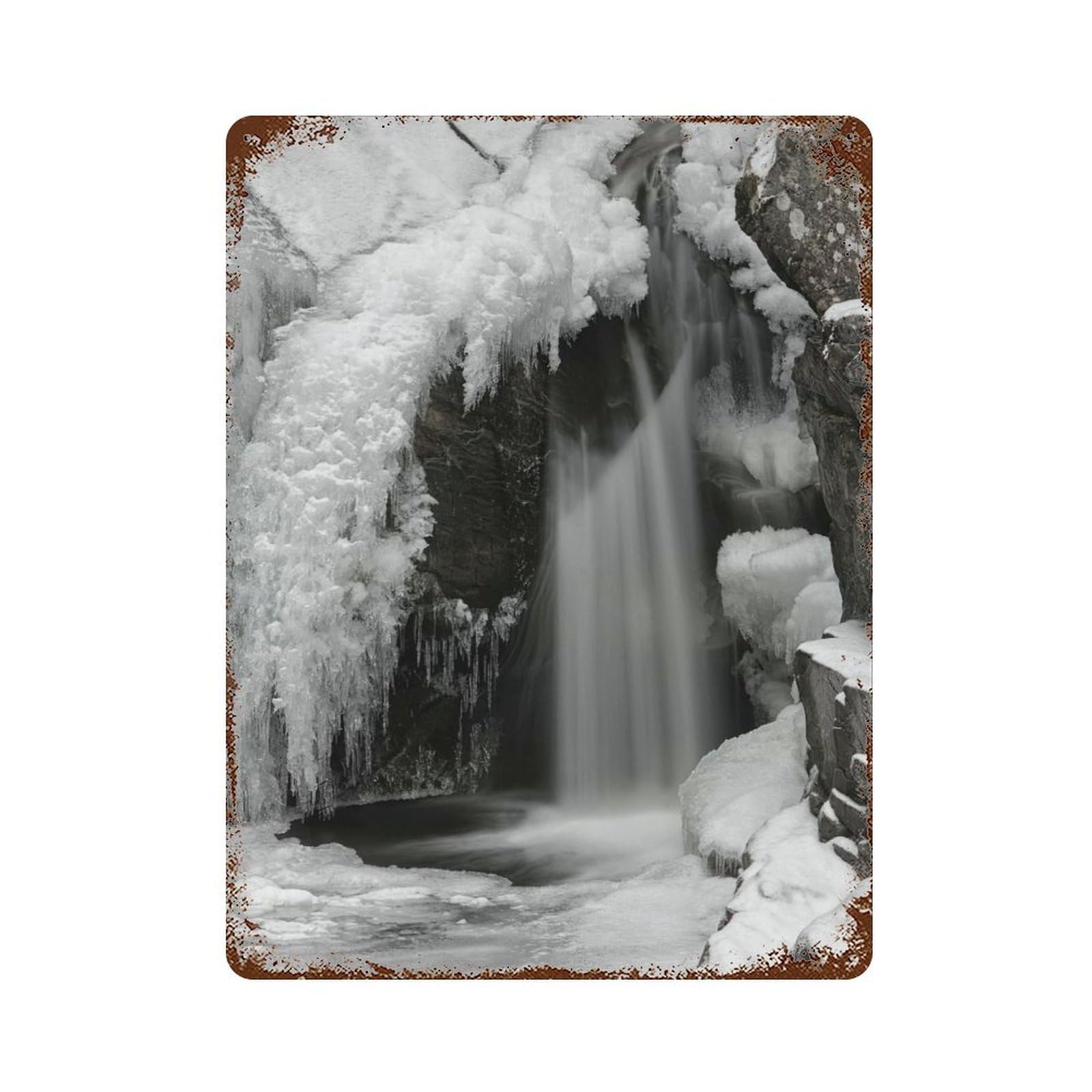 Frozen Falls of Bruar 15.7"x11.8" Rusty Metal Tin Sign, Shabby Chic Decor for Bistro, Counter And Cafe Decor