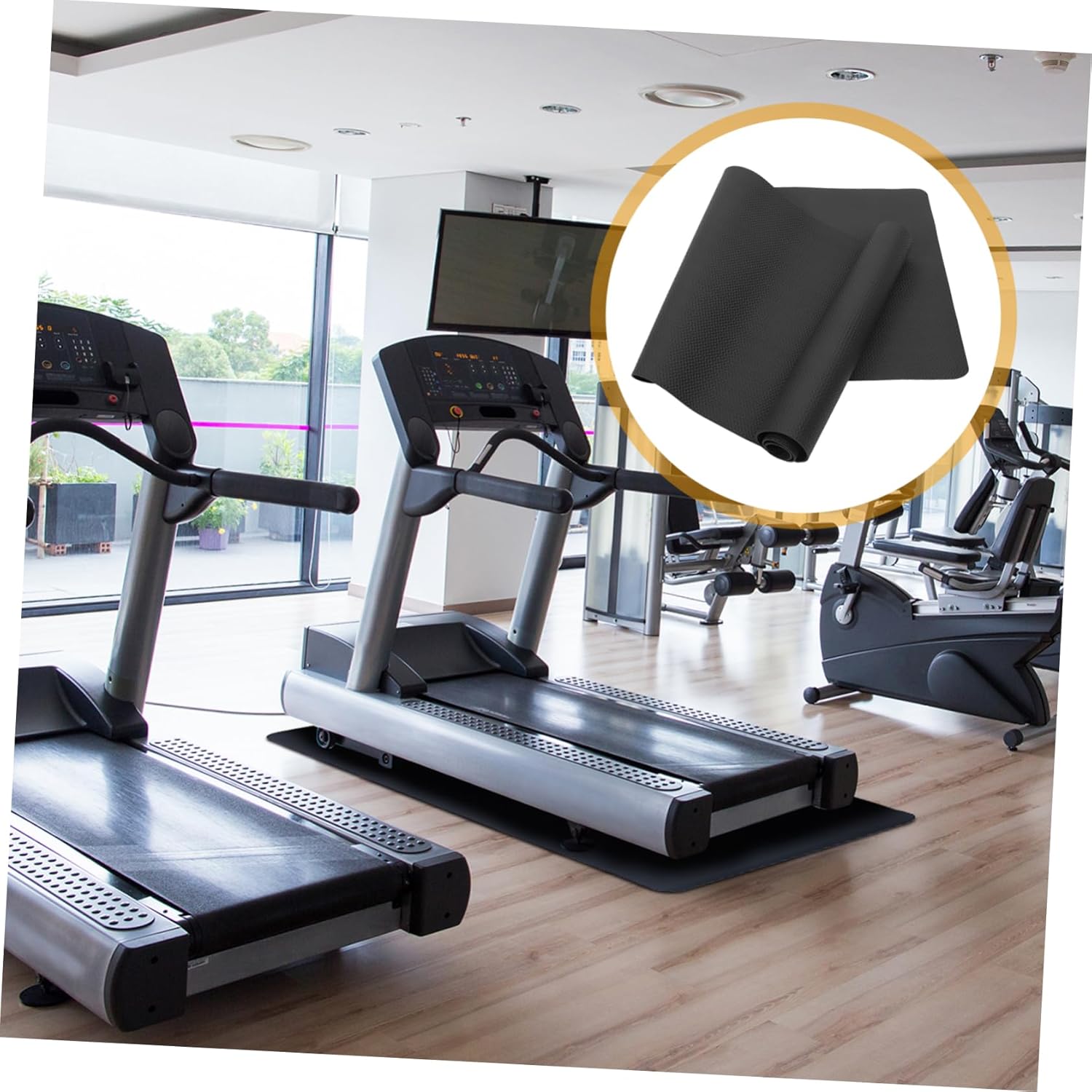 HANABASS Rubber Treadmill Pad for Hardwood Exercise Mat Non-slip Surface Gym Pad