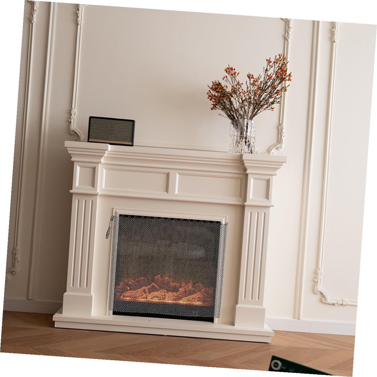 VICASKY 2pcs Fireplace Screen Mesh Curtain 24x21 Inch Fireproof Curtain Guard Metal Spark Barrier Protective Fireplace Safety Screen for Wood Stove Hearth