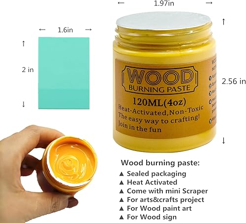 Miniatura 3 de JAJADO Pasta para quemar madera y mini espátula, gel de quema de madera de 4 onzas para rebanadas de madera, lienzo, mezclilla, tableros de madera