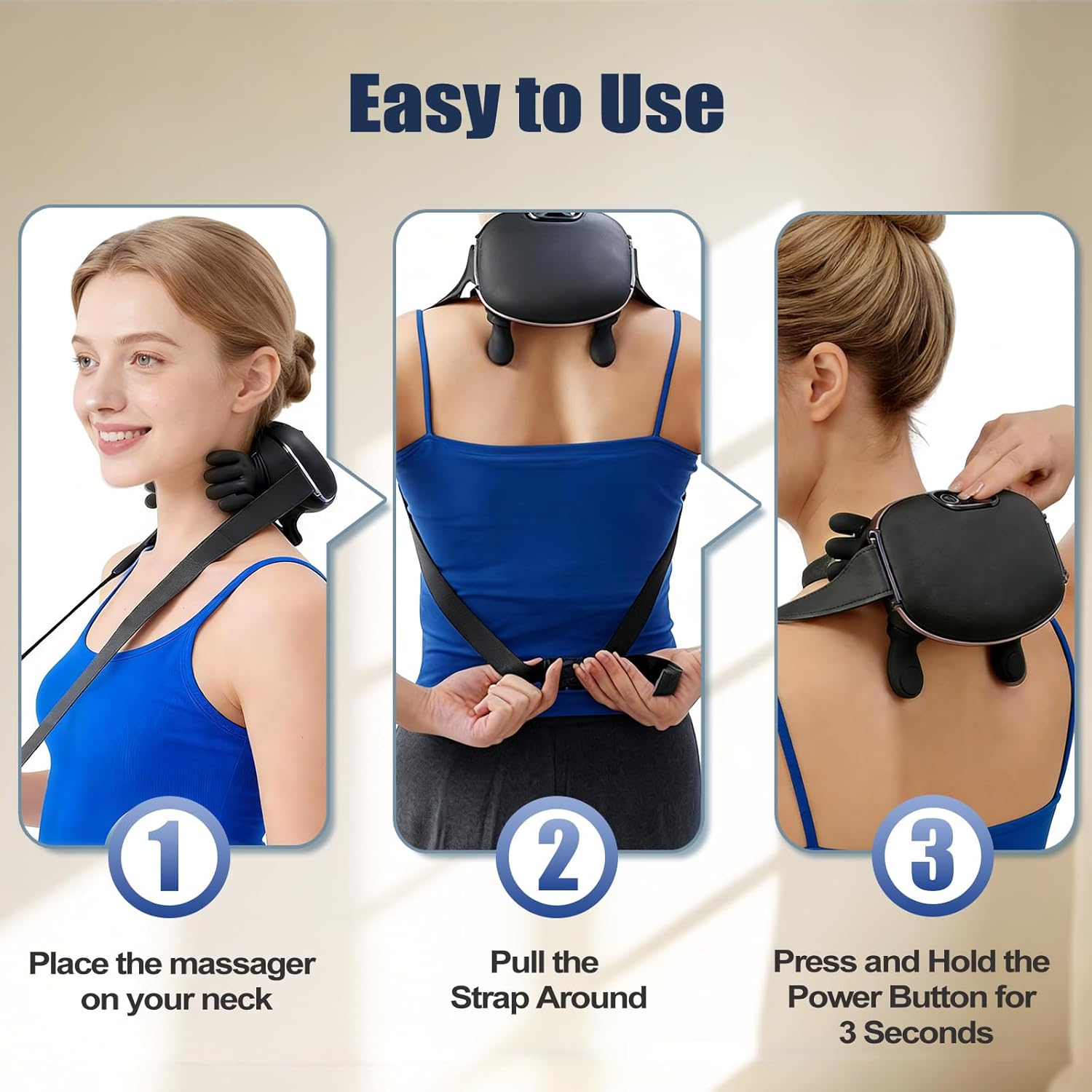 Neck Massager with Heat, Black Neck and Shoulder Massager for Pain Relief Deep Tissue-Portable Cordless Shiatsu Back 2026