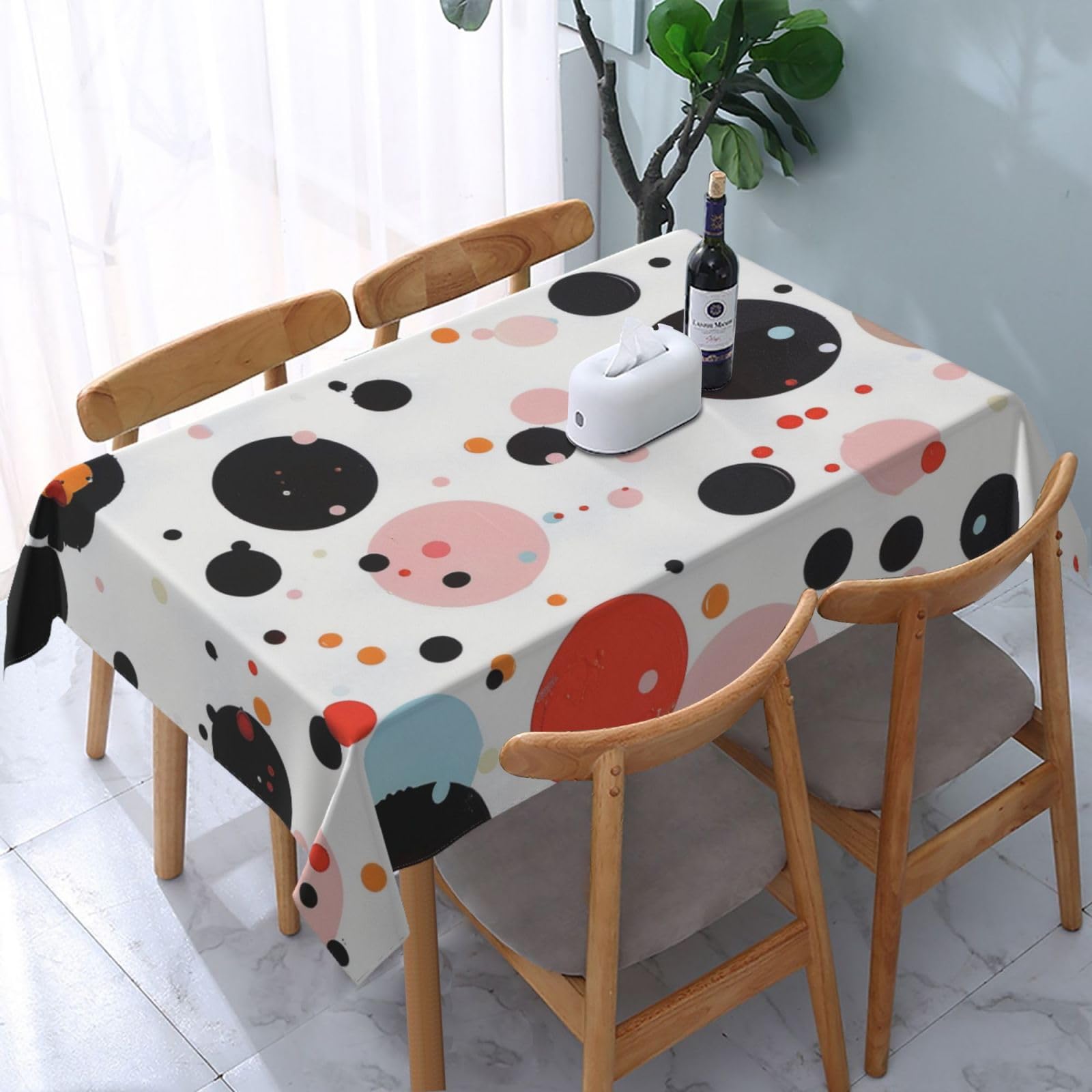 WPKJU Polka dot Printed Tablecloth Water Resistant Table Cover Washable Rectangle Table Cloth for Tables 54x72 in