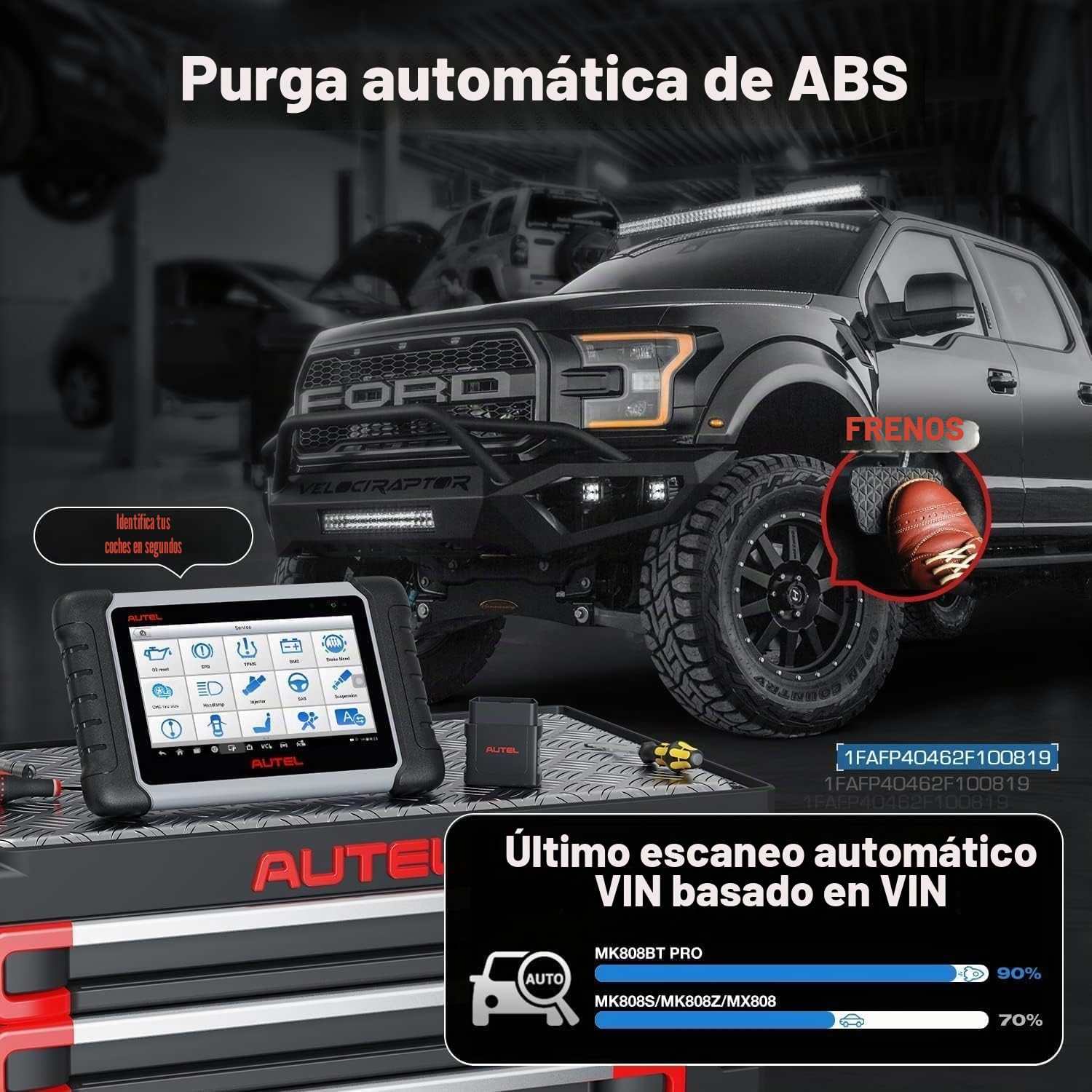 Autel MaxiCOM MK808BT Pro, 2026 3K+ Bidireccional, 2.0 Inalámbrico de MK808 MK808S MK900, 4G+64G 2.4G & 5G WiFi, 28+ Reinicios, OBD2 Diagnosis Coche Sistema Todo, Codificación Inyectores, Apoyo BT506