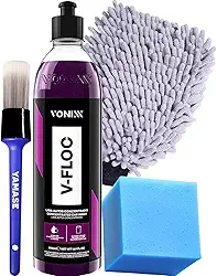 V-floc 500ml Shampoo Neutro Para Lavar o Carro Moto Caminhão + Luva de Microfibra Tentaculos + Pincel
