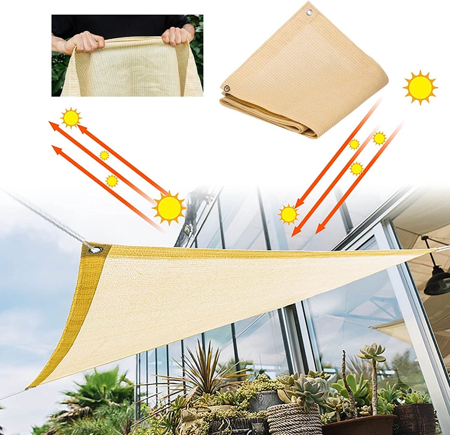 Tenda parasole rettangolare impermeabile 95% UV blocco baldacchino per patio cortile prato giardino attività all'aperto, con accessori (2 x 1,8 m), blu lago