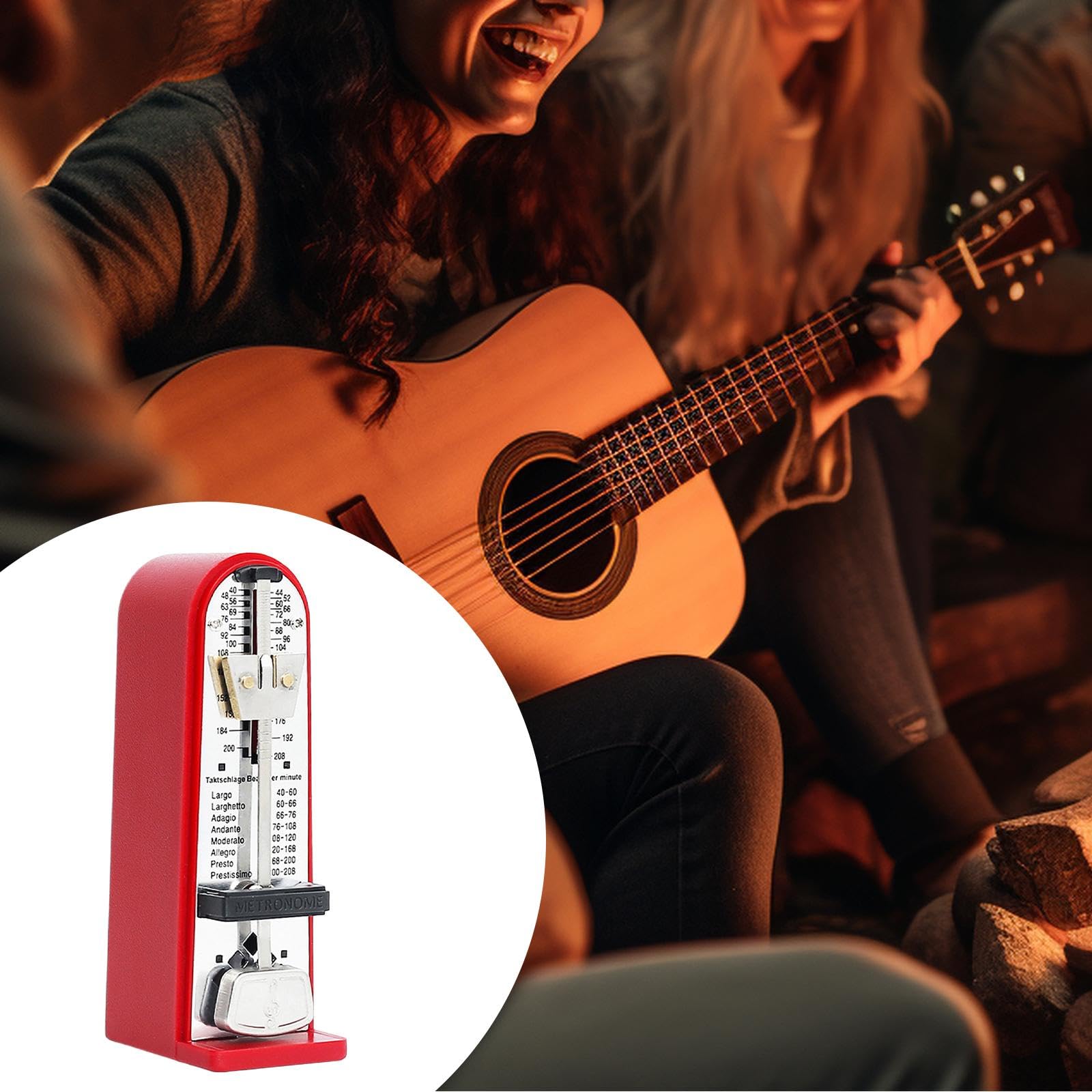 Universal Mechanisches Metronom, hochpräzises Metall-Universal-Metronom aus Metall für Schlagzeug, Violine, Ukulele, Rot