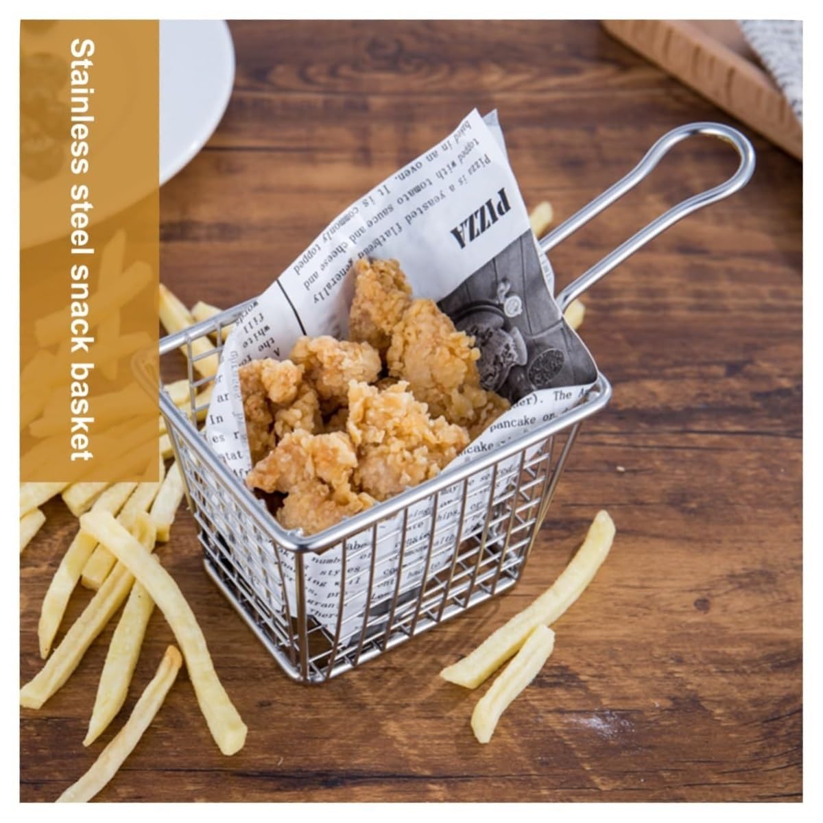 Cestini per Alimenti Famiglia Cestello for friggere, scolapasta a Maglie quadrate for Patate Cestello Friggitrice