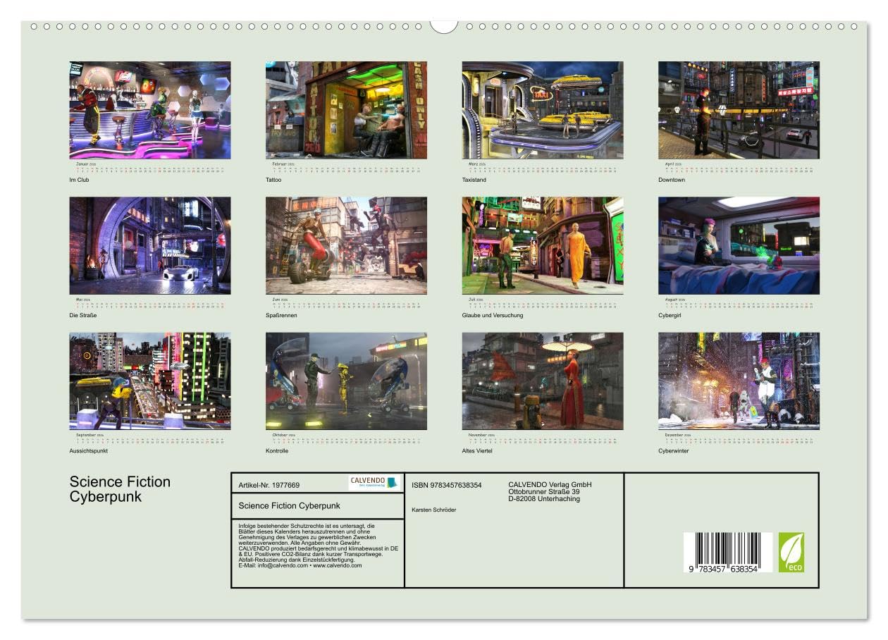 Science Fiction Cyberpunk (Wandkalender 2026 DIN A2 quer), CALVENDO Monatskalender: Zukunftsstädte im Neonschein einer düsteren Zeit. (CALVENDO Kunst)