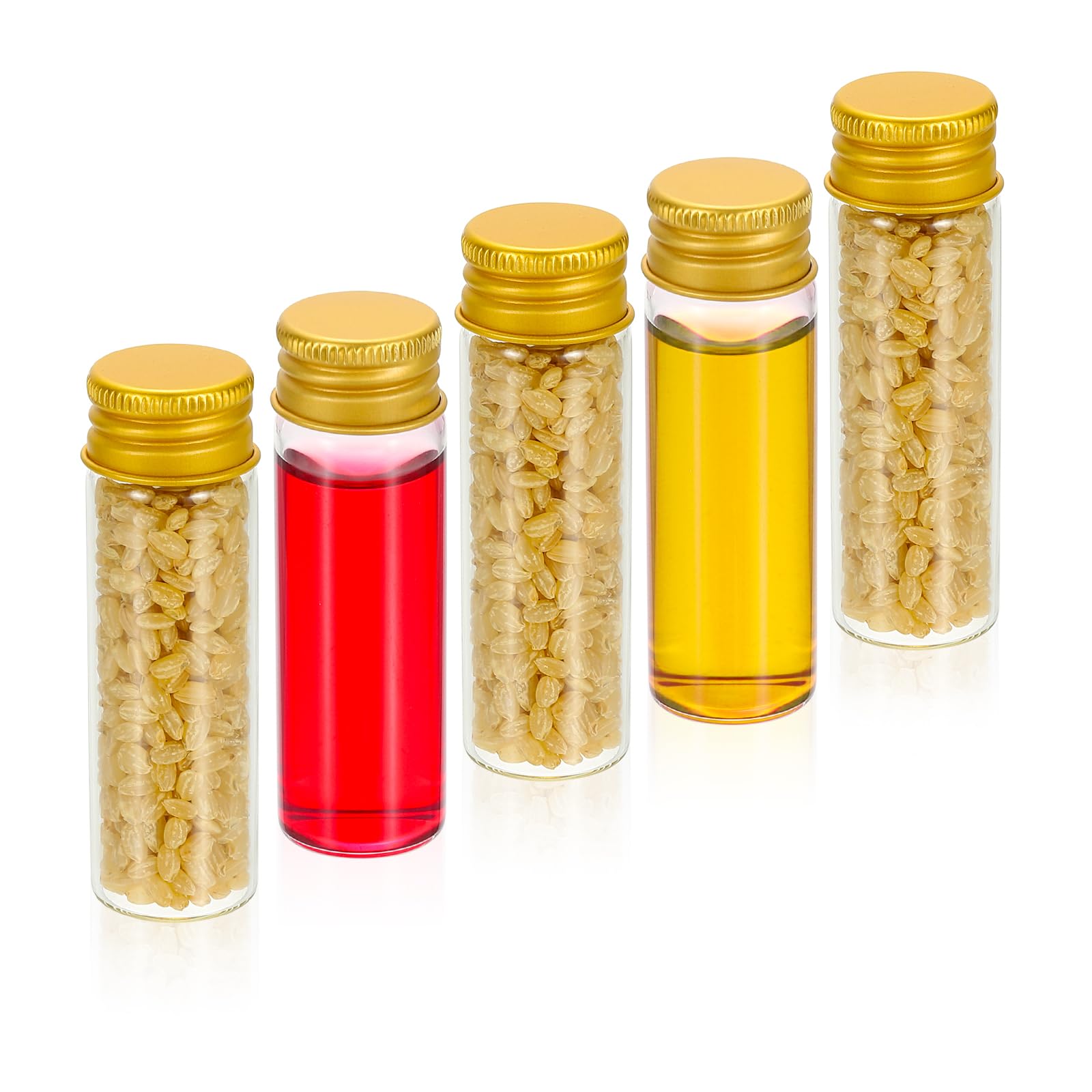 PATIKIL 100 Stück Kleine Gläser mit Deckel, 15ml Winzige Glasflaschen Probenfläschchen mit Aluminium Schraubverschluss22*70 mm Mini Glasgefäße Reagenzgläser Aus Glas Für Flüss, Gold