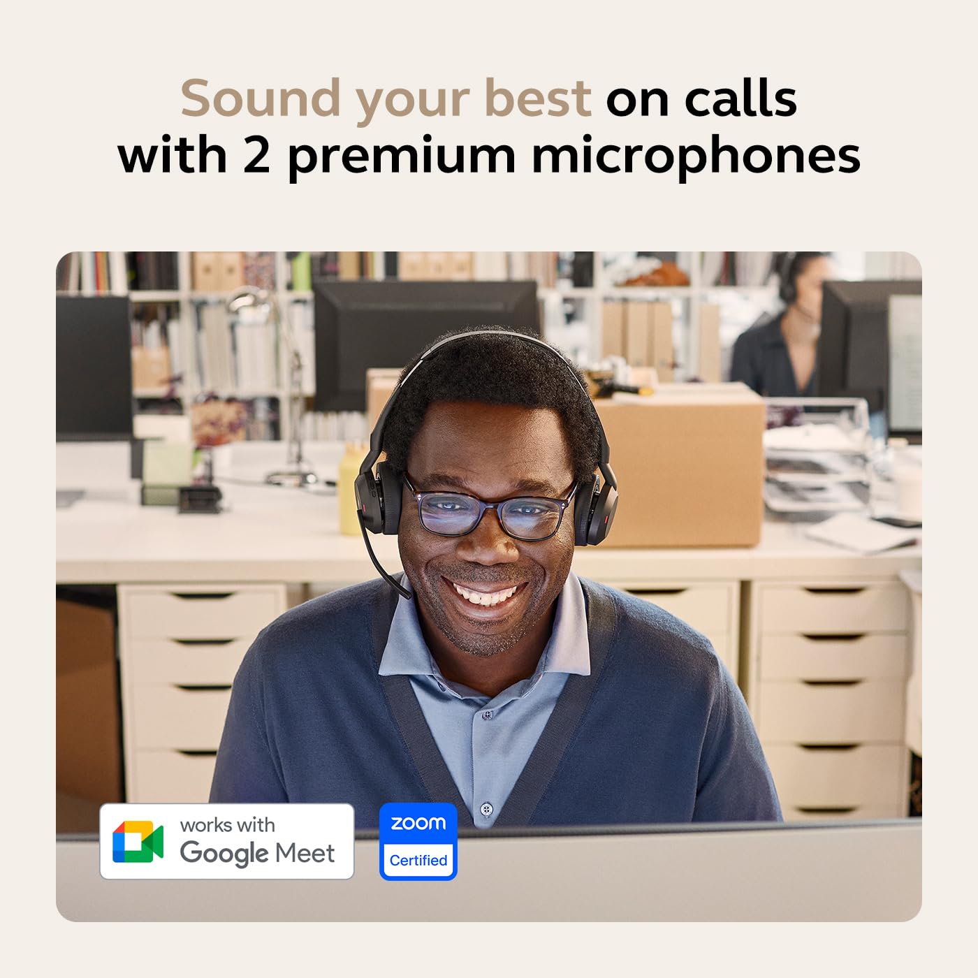 Jabra Evolve2 55 Cuffie Wireless Stereo con base di ricarica, Dongle USB-C, Tutte le piattaforme, Stereo, Supporto incluso