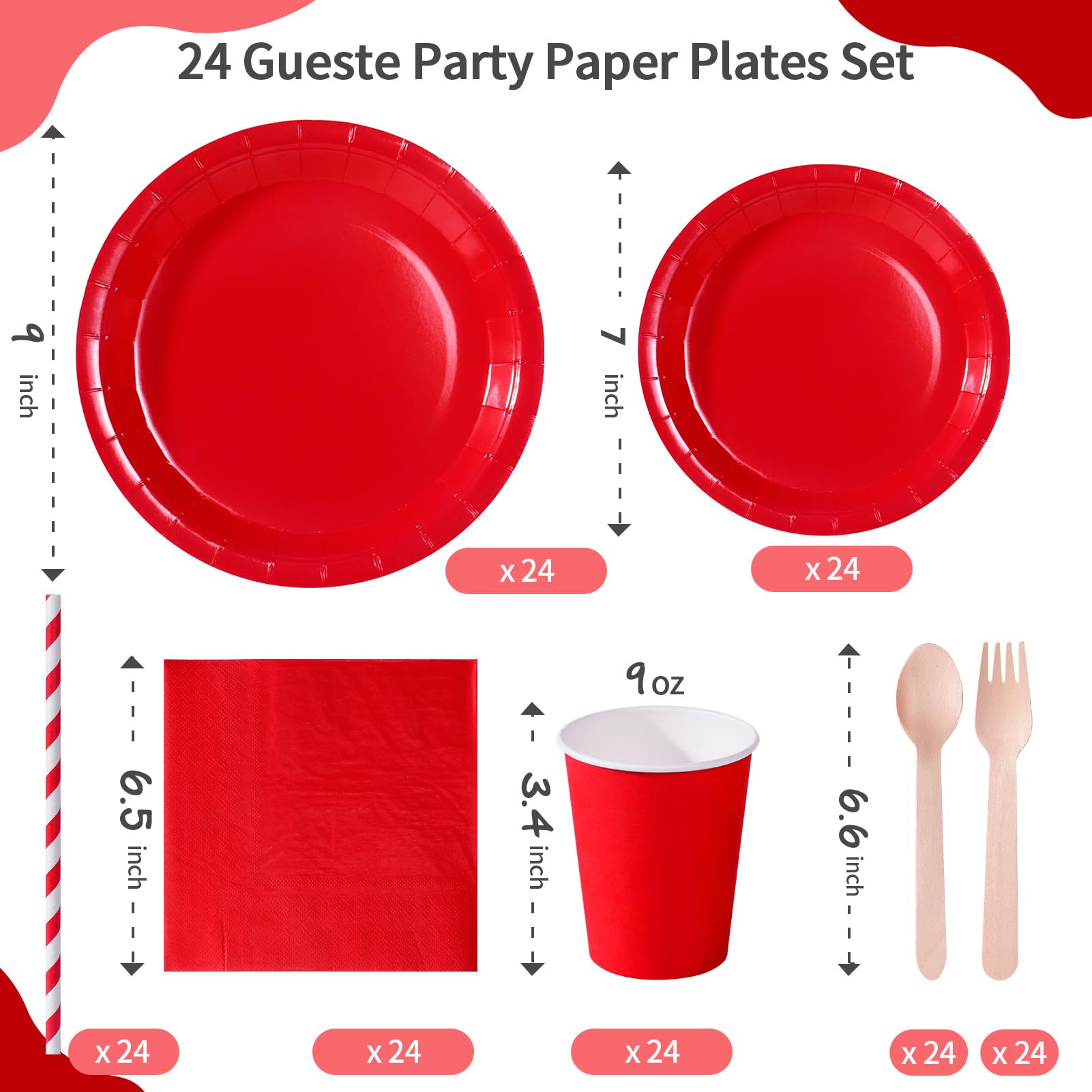 96-teiliges Partygeschirr Set Schwarz - Für Bis Zu 24 Gäste