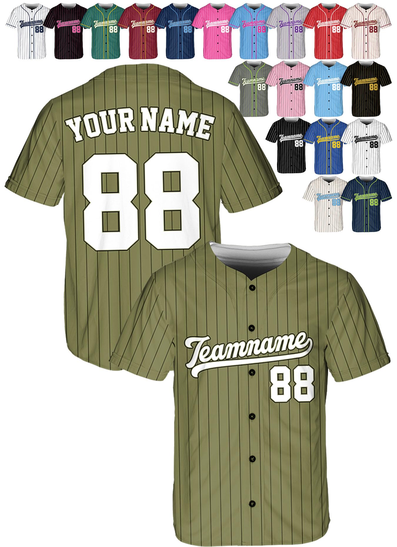 Custom Stripe Baseball Jerseys - Personalized Pinstripe Softball Shirts for Men, Women, Boys, and Girls - Customized Team Uniforms for Sports Fans, Teams, Events, Gifts - Add Your Name, Number, Logo