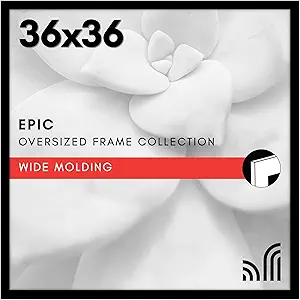 Americanflat 36x36 Picture Frame with Polished Plexiglass - Epic Collection - Square Picture Frame with Engineered Wood - Wide Photo Frames for Wall display - Black