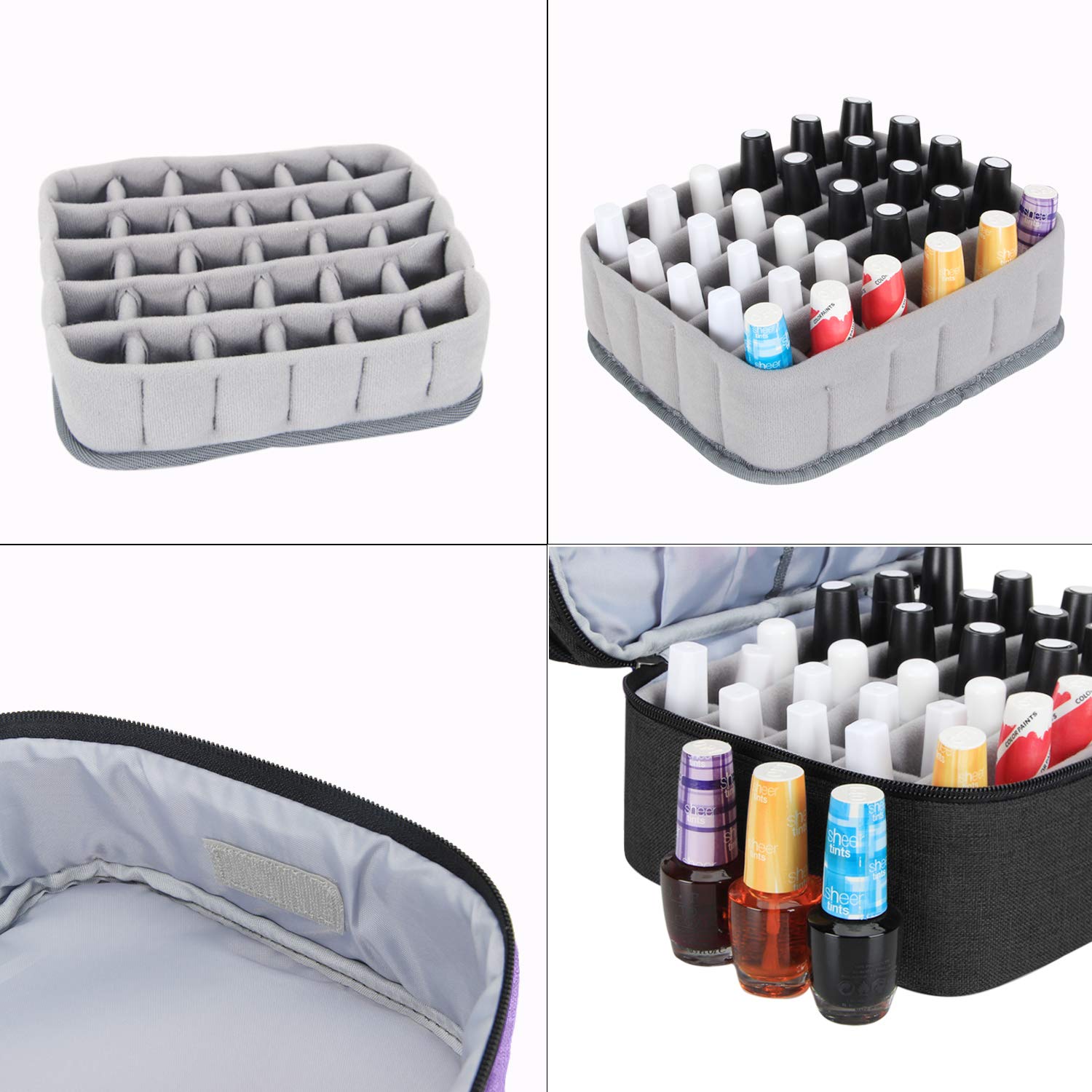 Luxja Organizer na lakier do paznokci, etui na lakier do paznokci, uchwyt na lakier do paznokci - mieści 30 butelek (15 ml - 0,5 fl), dwuwarstwowa torba do przechowywania lakierów i manicure, czarny
