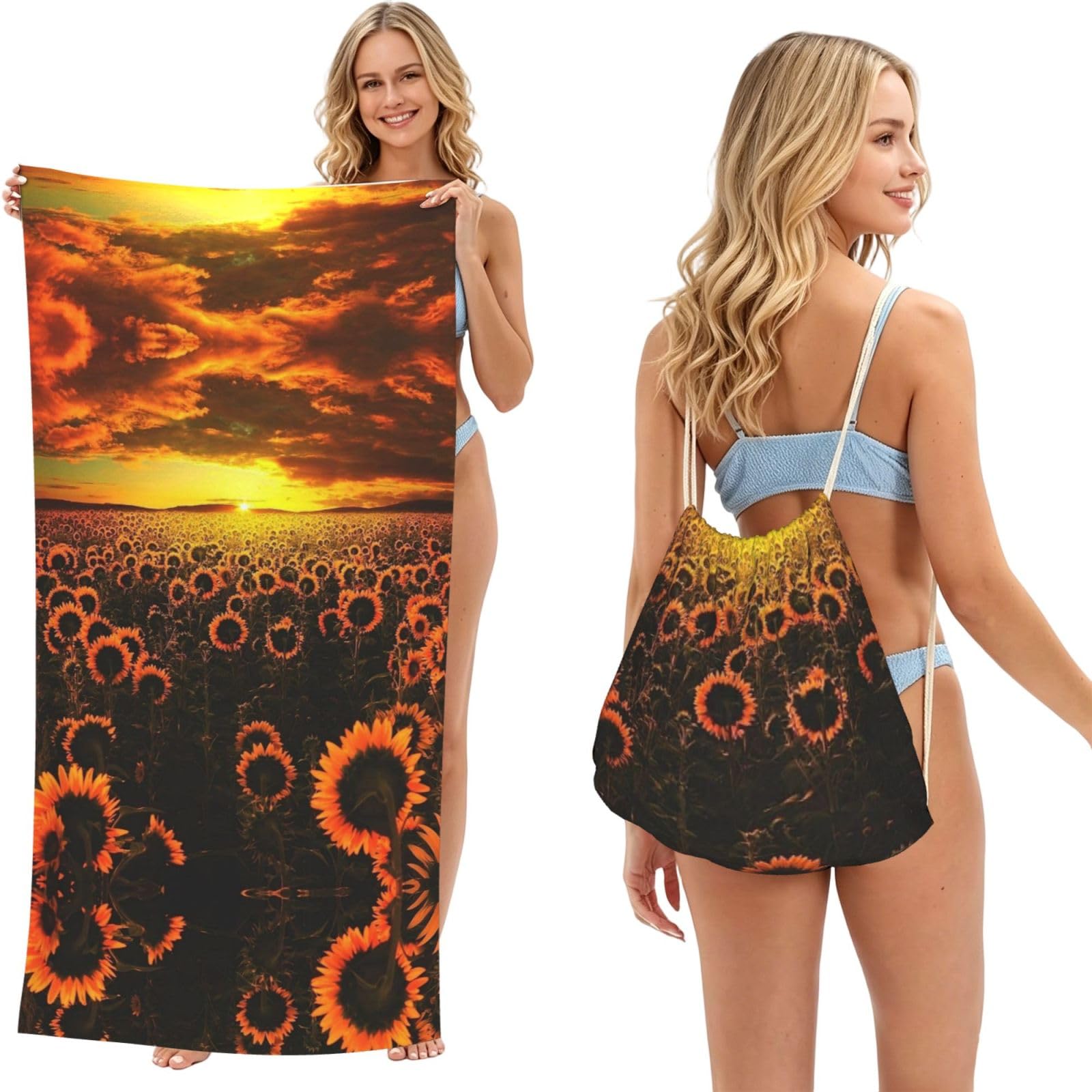 Drap de bain quick dry et drap de plage adulte imprimé floral