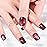 Elevenail Glossy Shiny Dark Red Gel Press On Nails Squoval Medium Short Fake Nails Women Girls Gifts Salon Manicure Shimmery Glitter Nail Art Tips Reusable Acrylic False Nails Glue On Nails