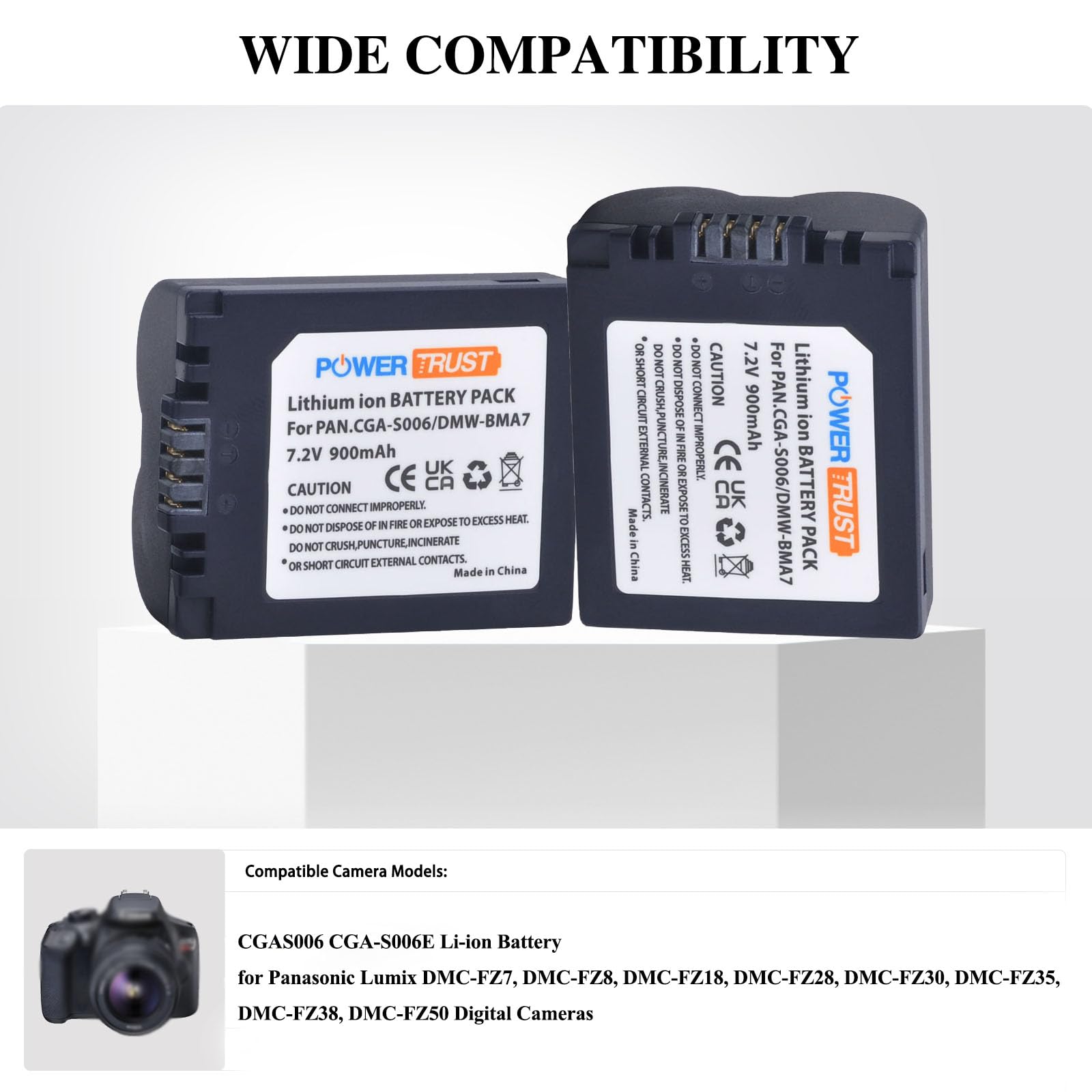 Amazon.com: PowerTrust 2X CGA-S006 CGA-S006E 電池+ 雙USB 充電器