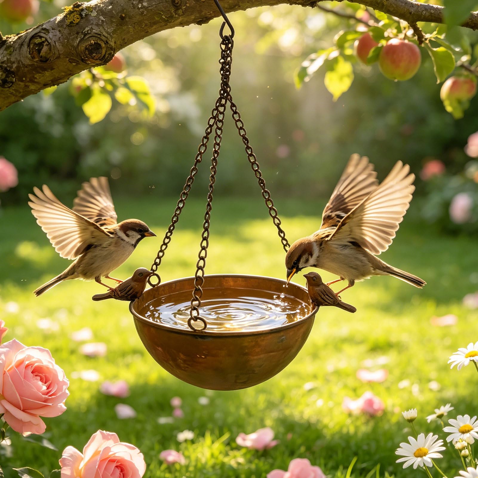Vogeltränke Hängend Vogeltränken Winterfest Metall Wassertränke für Vögel Balkon Vogelbad für Gartendeko Trinkschale Vögel Bird Bath Vogelwassertränken für Draußen Garten Hof Rasen (A x 3)