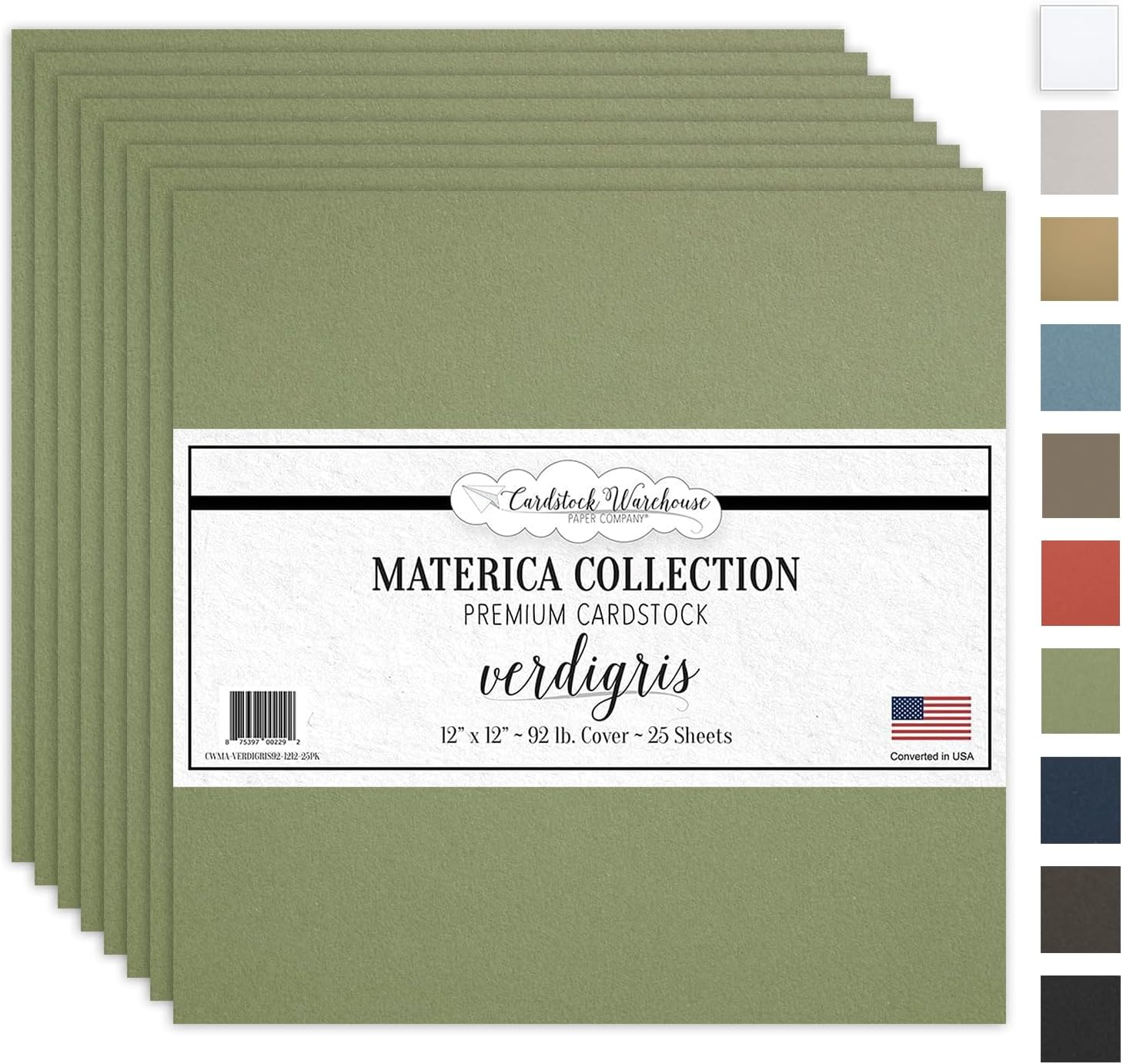 Cardstock Warehouse Materica Verdigris Green - 12 x 12" - 92 Lb. / 250 GSM / 16 Pt. Thick Matte Premium Cardstock Paper - 25 Sheets