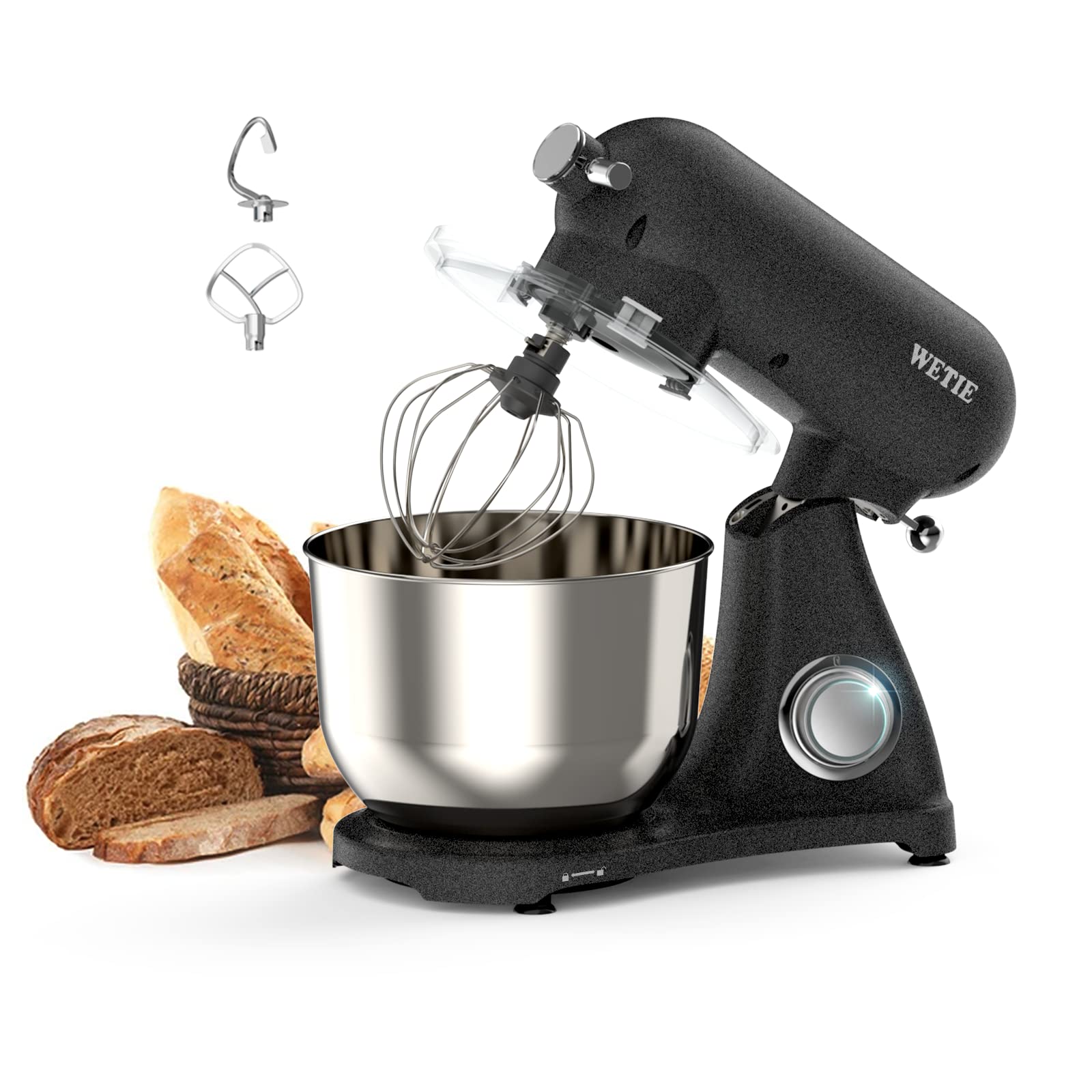 WETIE Household Stand Mixer, 800W Powerful Electric Mixer, 6.35QT Tilt-head Kitchen Stand Up Mixers