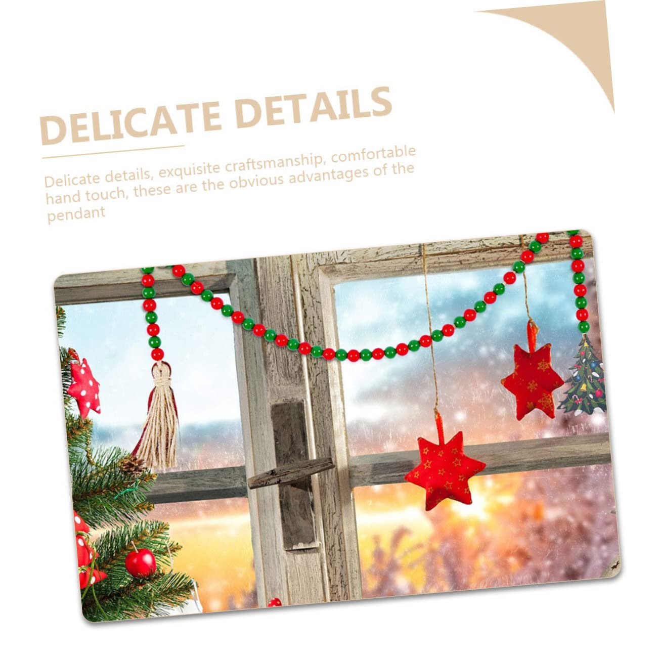 Ciieeo 5st Weihnachtsperlen Aus Holz Heimdekoration Weihnachtskranz Weihnachtsdekorationsset Weihnachtsperlengirlande Rote Quaste Weihnachten Perlenquaste Im Weihnachtsstil Hanfseil