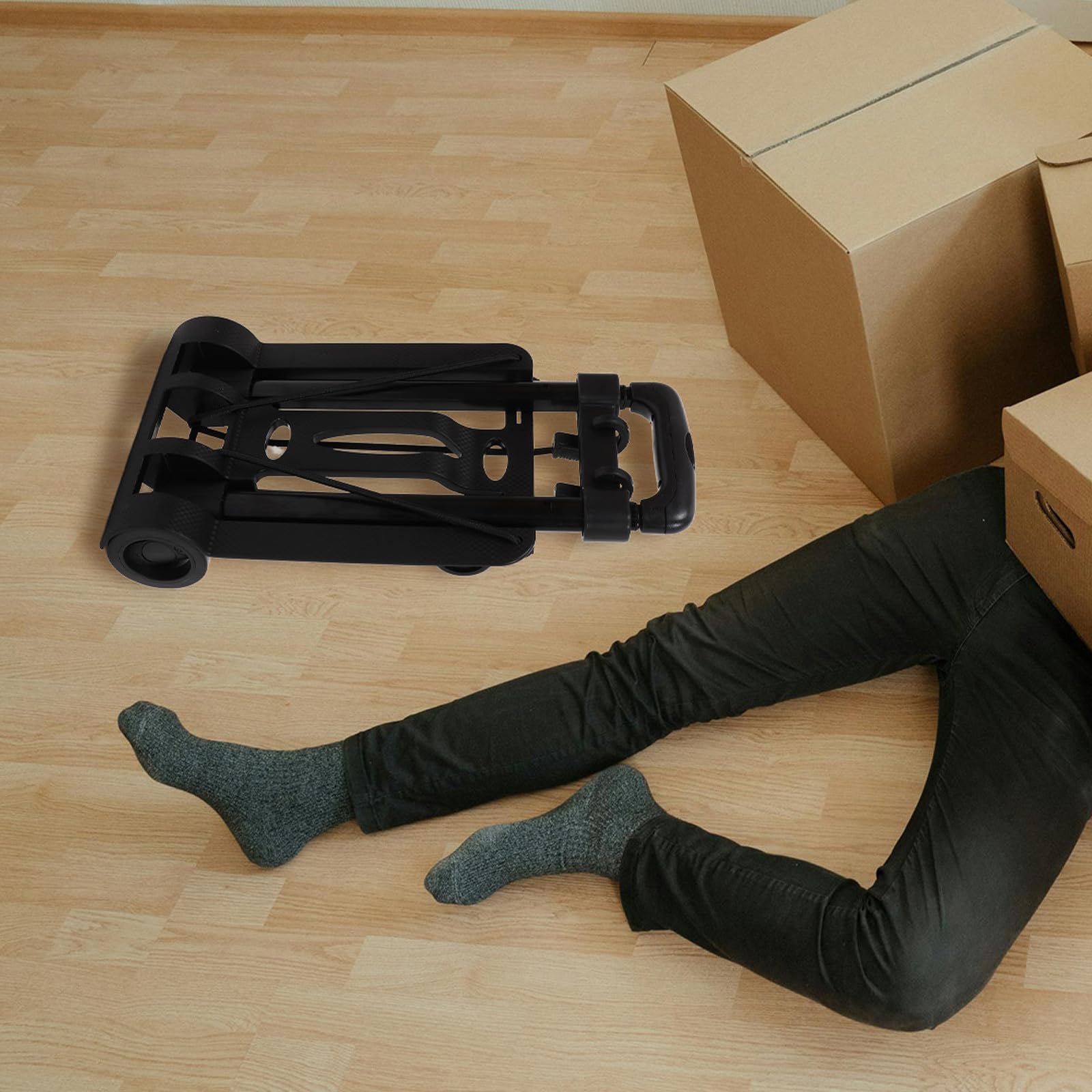 Carrito Compra Plegable Portátil Ligero Ruedas, Estructura de Hierro y Plataforma Compacta Adecuado para Compras y Mudanzas