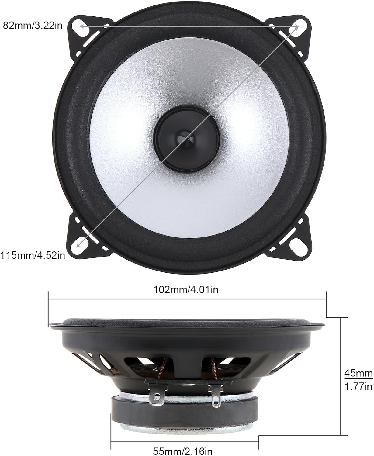 2pcs 4 Inch 60W 2 Way Car Coaxial Vehicle Door Auto Audio Music Stereo Full Range Frequency HiFi Speakers - Image 2