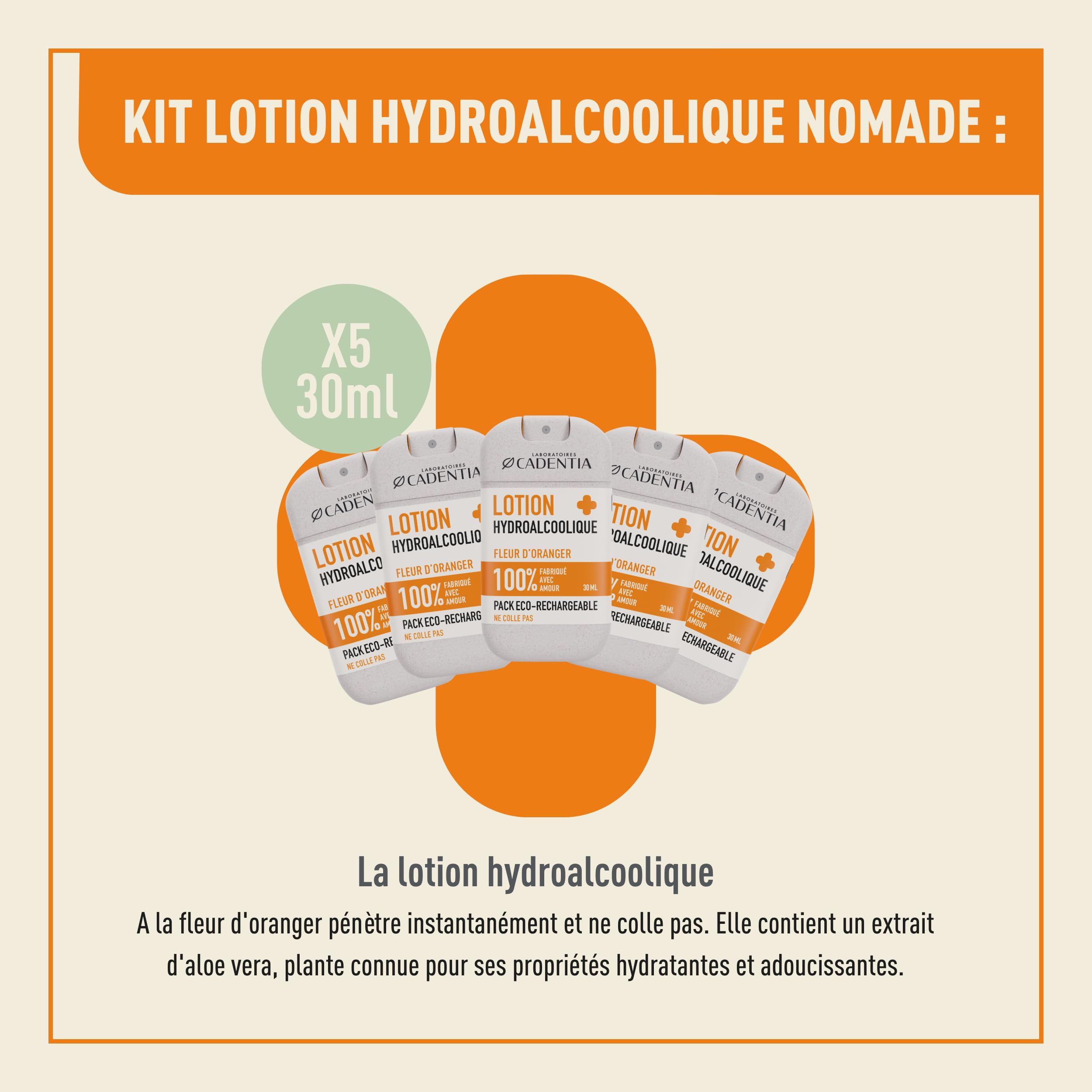 KIT Lotion Hydroalcoolique à la Fleur d'Oranger - 5x sprays 30ml - Economades laboratoires CADENTIA