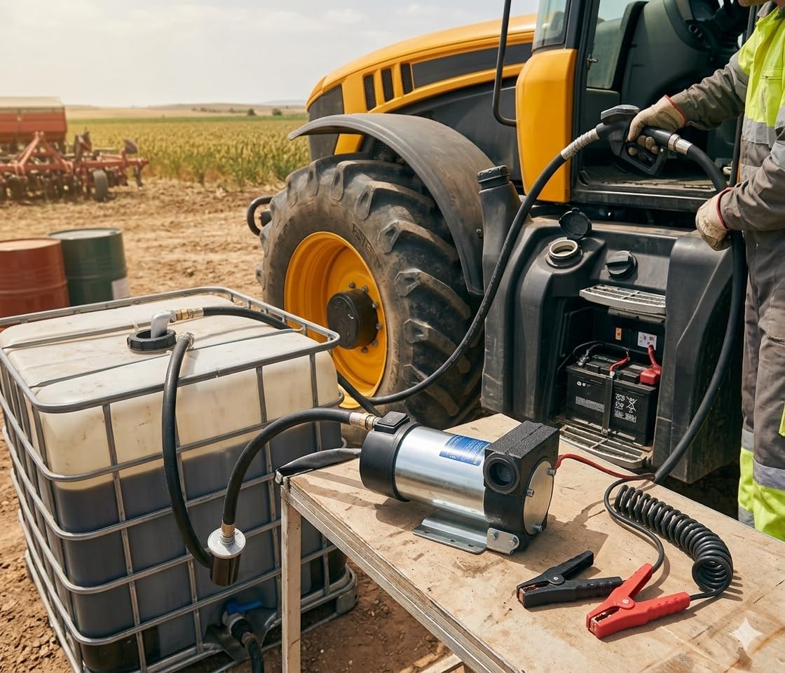 Goodyear - Bomba de Combustible Eléctrica 12V para Gasoil y Diésel, Kit de Bomba de Transferencia Portátil de Alta Presión 40L/Min con Pistola Automática y Manguera de 4m