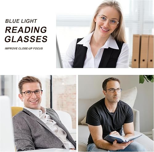 Miniatura 2 de AQWANO. - 4 pares de lentes de lectura para computadora, para bloqueo de luz azul, ligeros, flexibles, TR90, lentes irrompibles para mujeres y