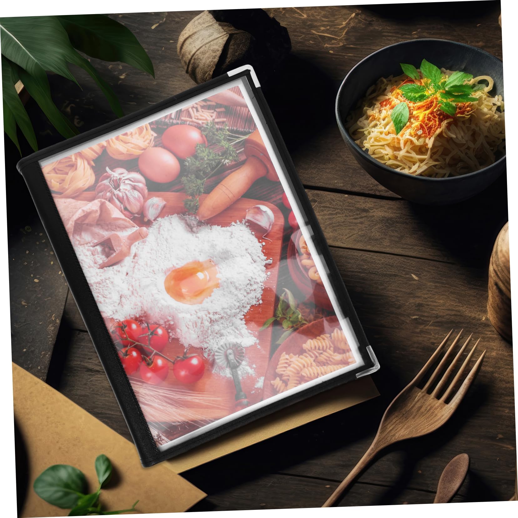 Portamenús de Pvc Transparente de 12 Lados para Restaurante | Cubierta con Diseño de Esquina, Formato de 12 Páginas, Presentación de Listas de Precio y Carta